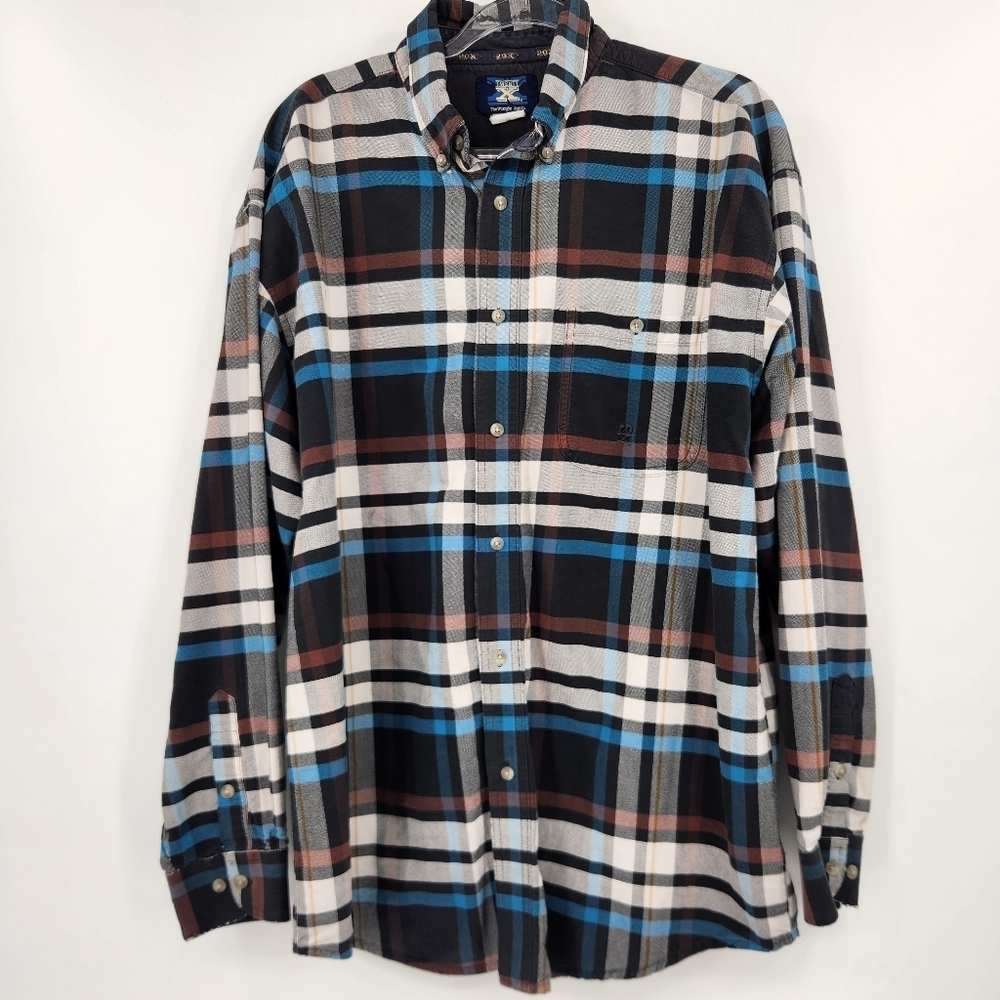 Twenty X 20X Long Sleeve Button Front Shirt Mens Size XL Plaid Heavyweight